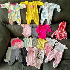 Preemie Clothing Lot - Onesies, Pants, Outfits, Pajamas, and Jacket